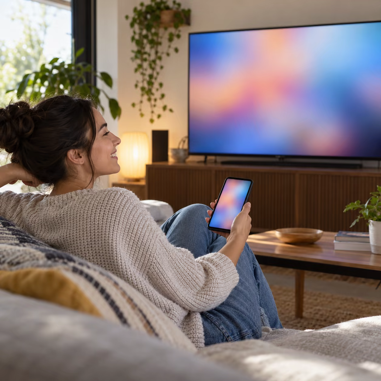 Android user testing local photos on a TV